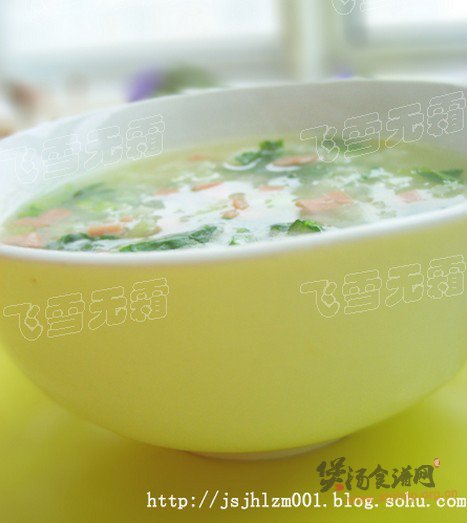 青菜火腿粥的做法