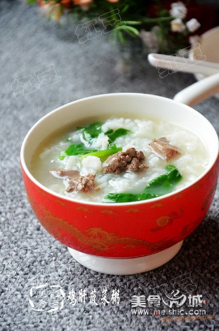 鸡肝菠菜粥的做法