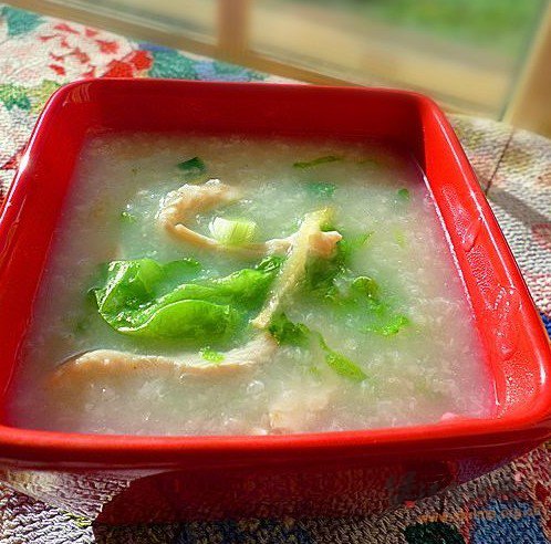 生菜鸡丝粥的做法