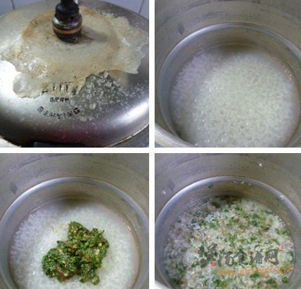 茼蒿肉末大米粥的做法