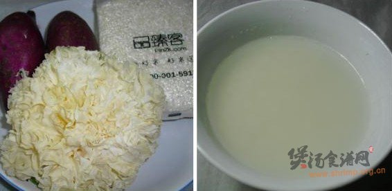 银耳紫薯粥的做法