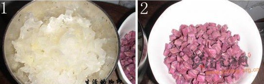 紫薯银耳莲子粥的做法