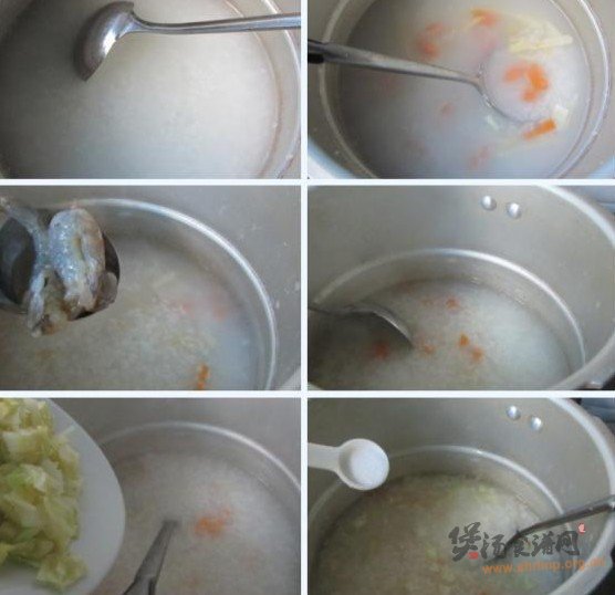 虾仁甘蓝泡菜粥的做法