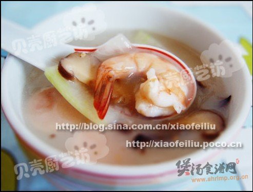 芝香鲜虾冬瓜炒面汤的做法