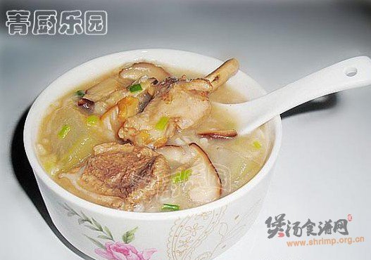 荷香冬瓜煲鸭粥的做法