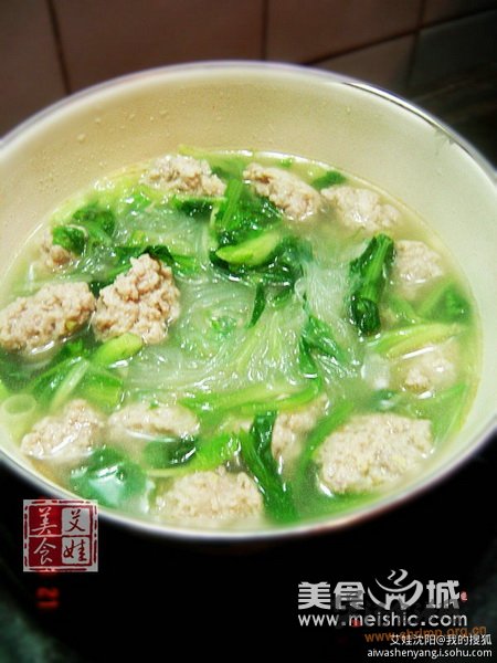 小白菜粉丝氽丸子的做法
