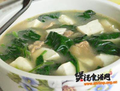虾干菠菜豆腐汤的做法