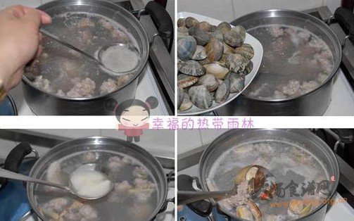 花蛤鱼头粥的做法