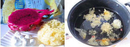 火龙果银耳甜汤的做法