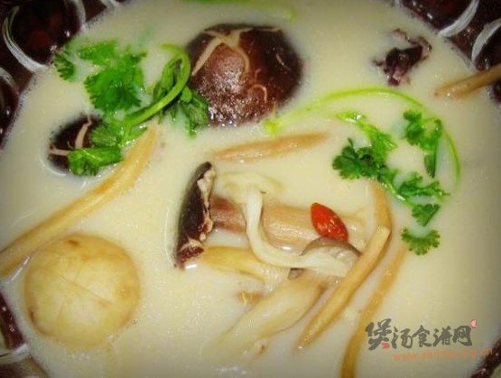 龙骨豆浆菌菇煲的做法