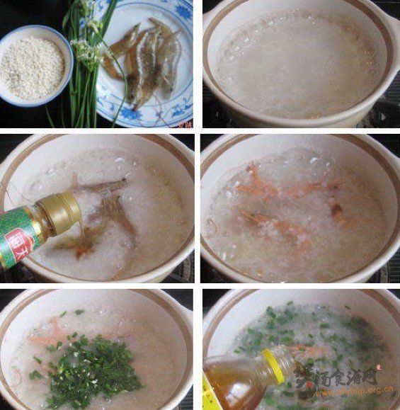 韭菜花鲜虾糯米粥的做法