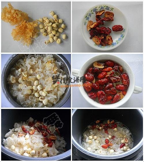 (2)冰糖银耳莲子羹的做法