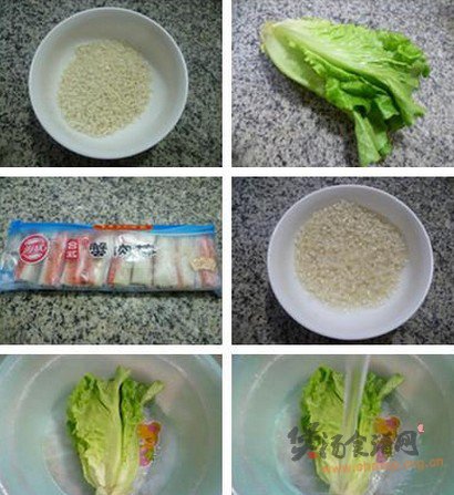 蟹肉棒生菜大米粥的做法