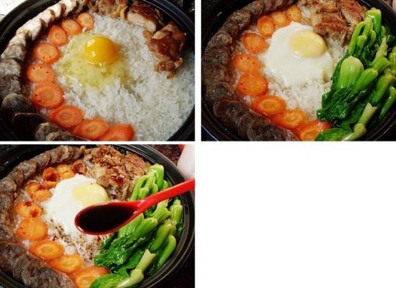黑椒鸡腿腊肠煲仔饭的做法