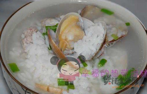 花蛤鱼头粥的做法