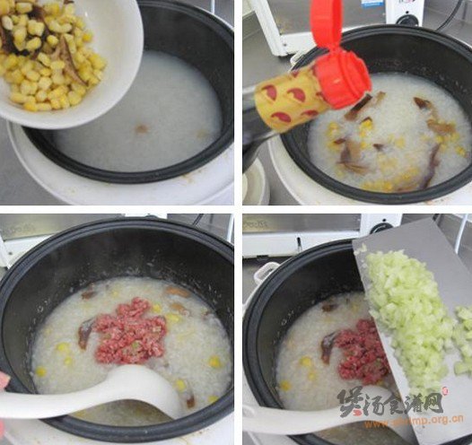 玉米香菇肉丝粥的做法