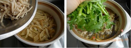 茼蒿菌菇汤的做法