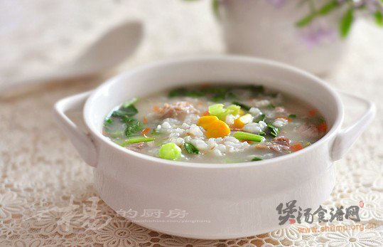 青菜瘦肉粥的做法