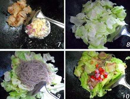 腊肉包菜炖薯粉的做法