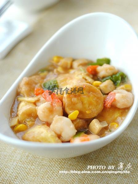 蚝油虾仁玉子豆腐的做法