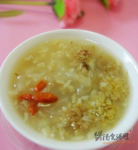 银杞菊花粥的做法