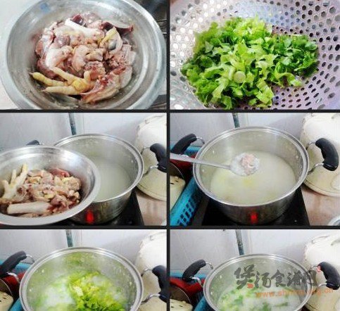 生菜鸡粥的做法