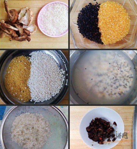 酱菇五谷粥的做法