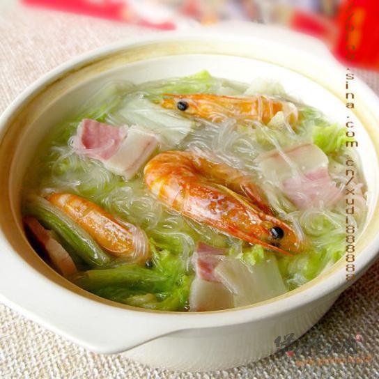 虾干白菜粉丝煲的做法