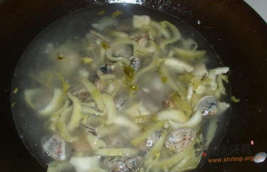 咸菜豆腐贝汤的做法