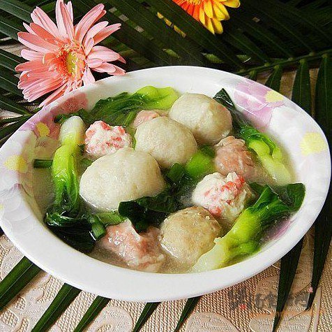 杂丸菜心汤的做法