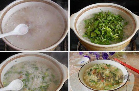 荠菜鸡肝糯米粥的做法