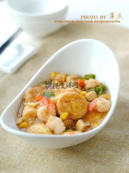 蚝油虾仁玉子豆腐的做法