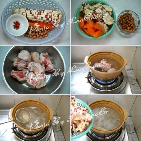 糯玉花生煲猪骨的做法