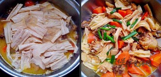 胡萝卜腐竹炖鸡的做法