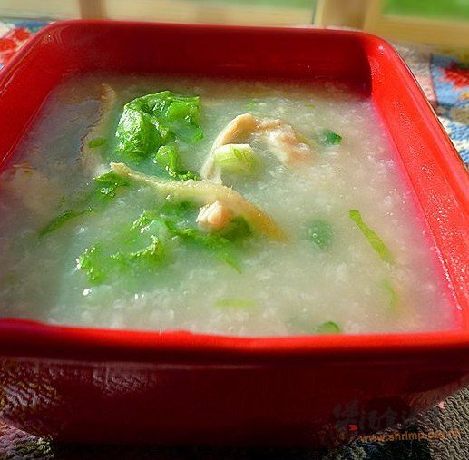 生菜鸡丝粥的做法