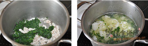 鸡肉菠菜粥的做法