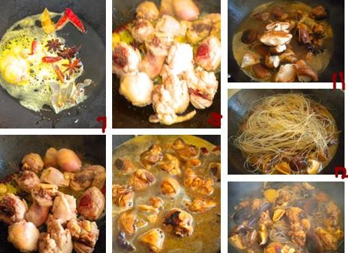 香菇粉条炖鸡块的做法