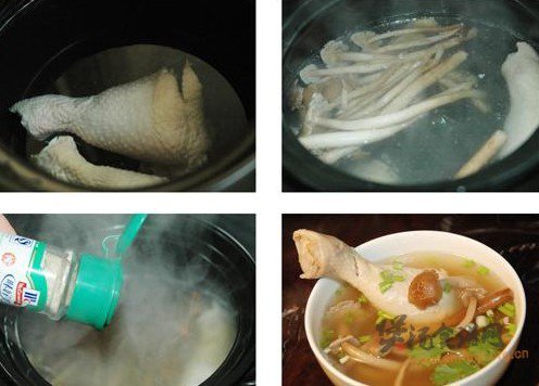 茶树菇鸡腿汤的做法