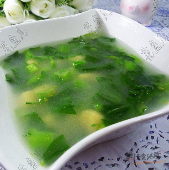 菜心玉米面糯米汤果的做法