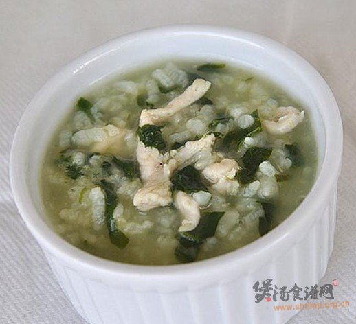 鸡肉菠菜粥的做法