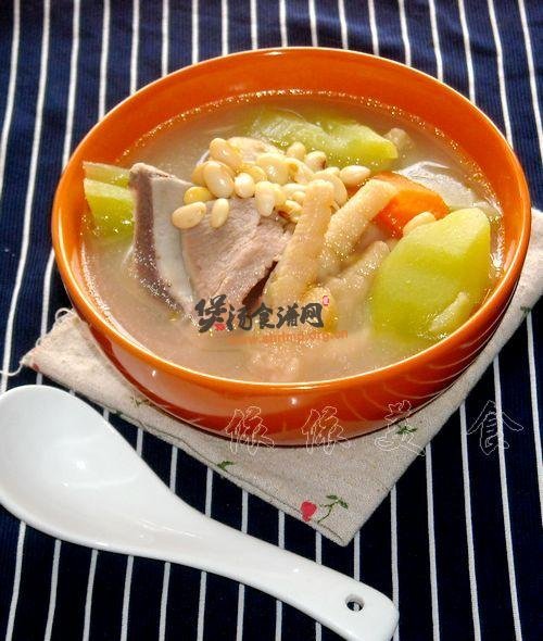 佛手瓜黄豆鸡脚汤的做法