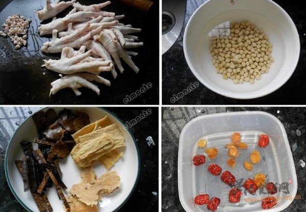 药膳鸡爪黄豆汤的做法