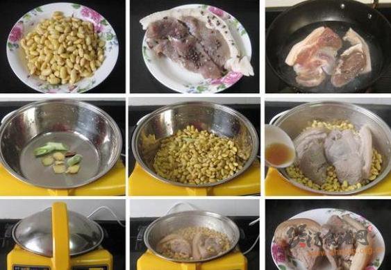 咸猪腿肉炖黄豆的做法
