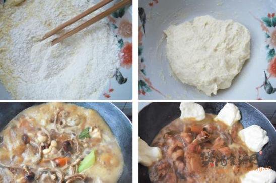 小鸡炖蘑菇贴饼子的做法