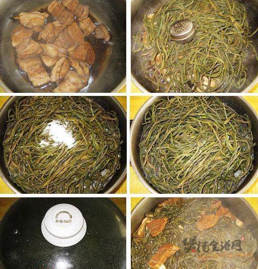 五花肉炖干豆角的做法