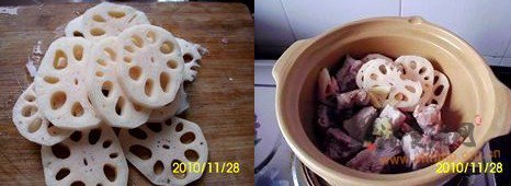 土锅莲藕排骨汤的做法
