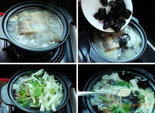 木耳香芹煲鲤鱼的做法