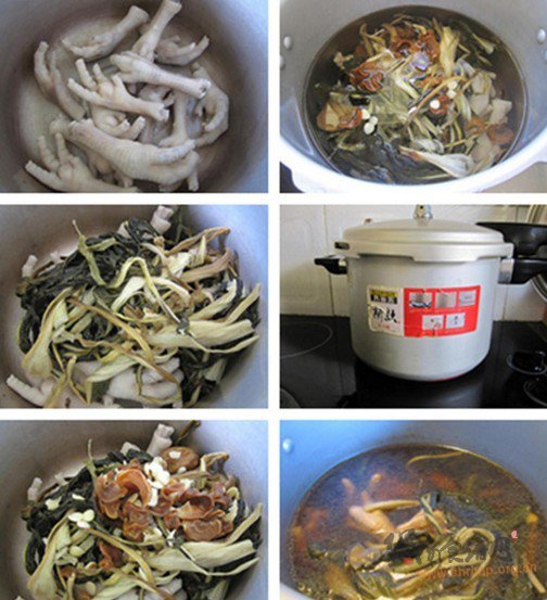 鸡脚煲白菜干汤的做法