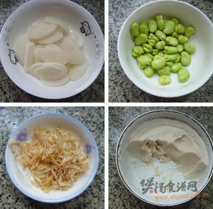 虾皮蚕豆年糕汤的做法