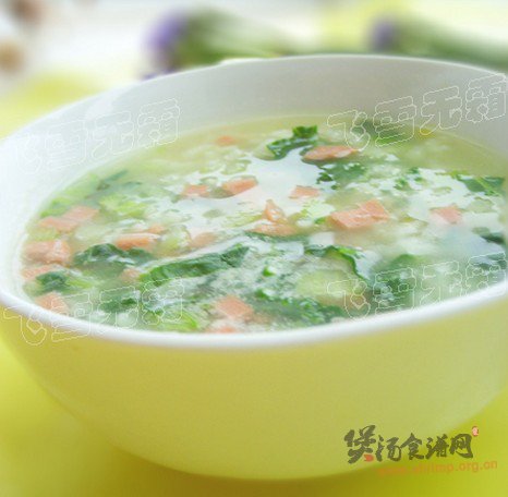 青菜火腿粥的做法
